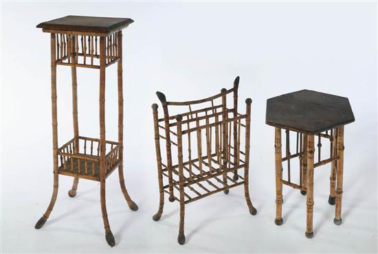 Appraisal: THREE PIECES OF BAMBOO FURNITURE American late th-early th century