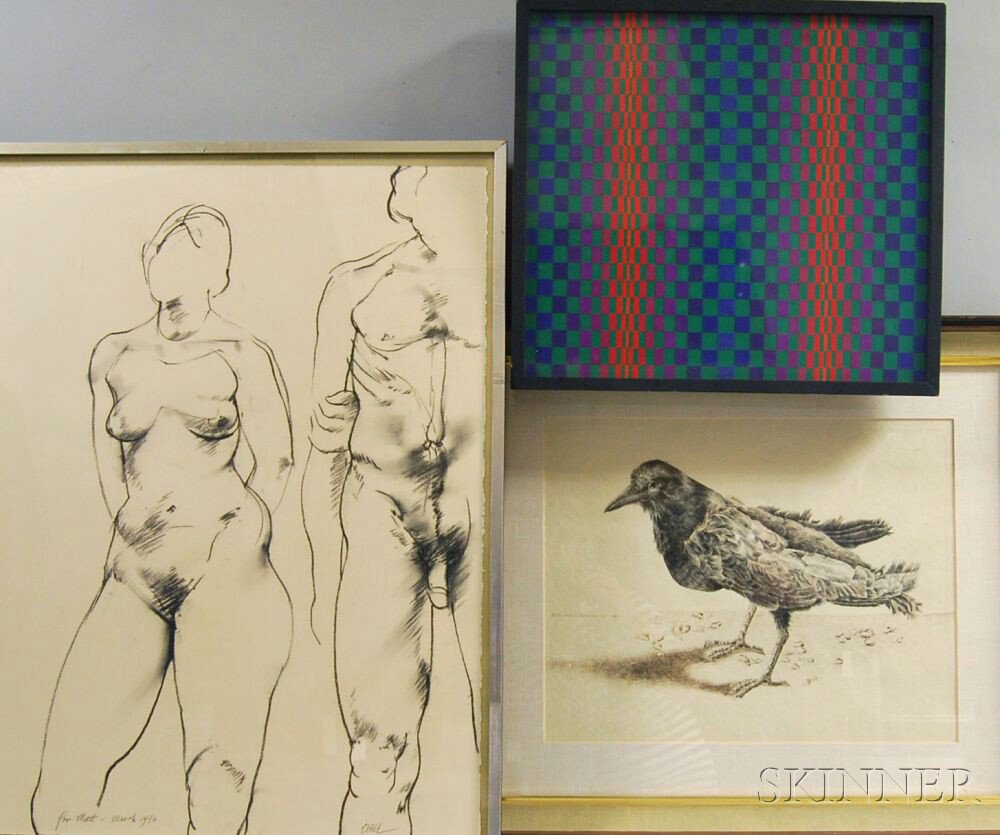 Appraisal: Three Framed Works on Paper Dalia Ramanauskas American b Portrait