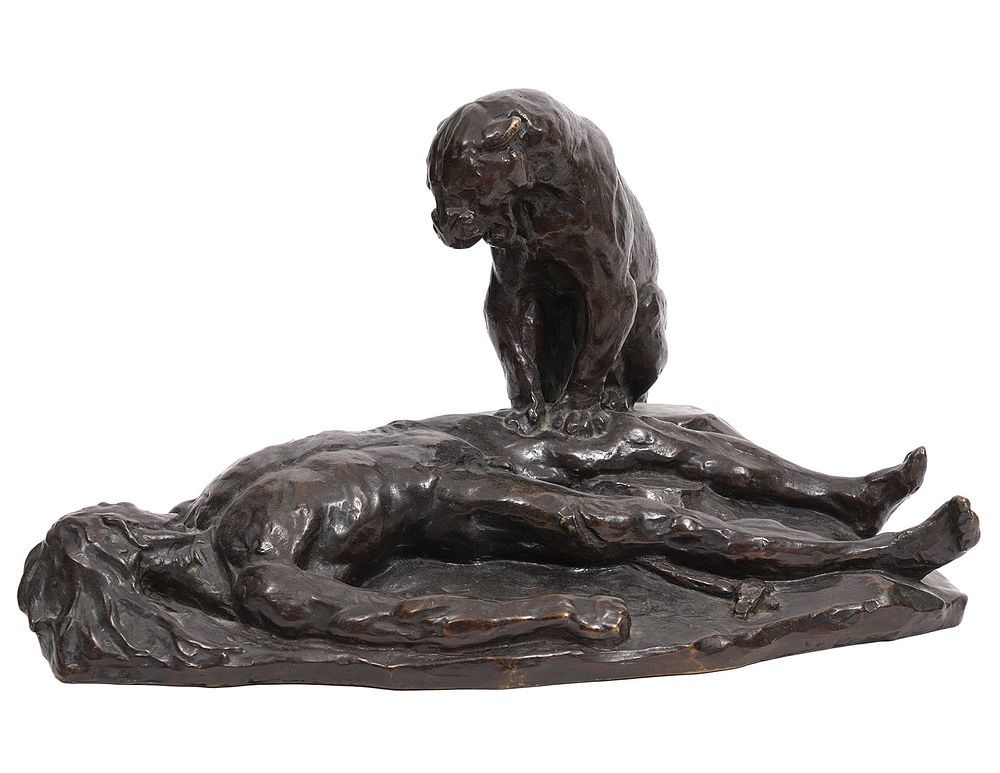 Appraisal: Lanfranchi Bronze 'A Mauled Indian Jaguar' Pierre Leon Lanfranchi French