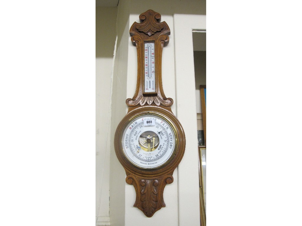 Appraisal: Edwardian oak banjo barometer