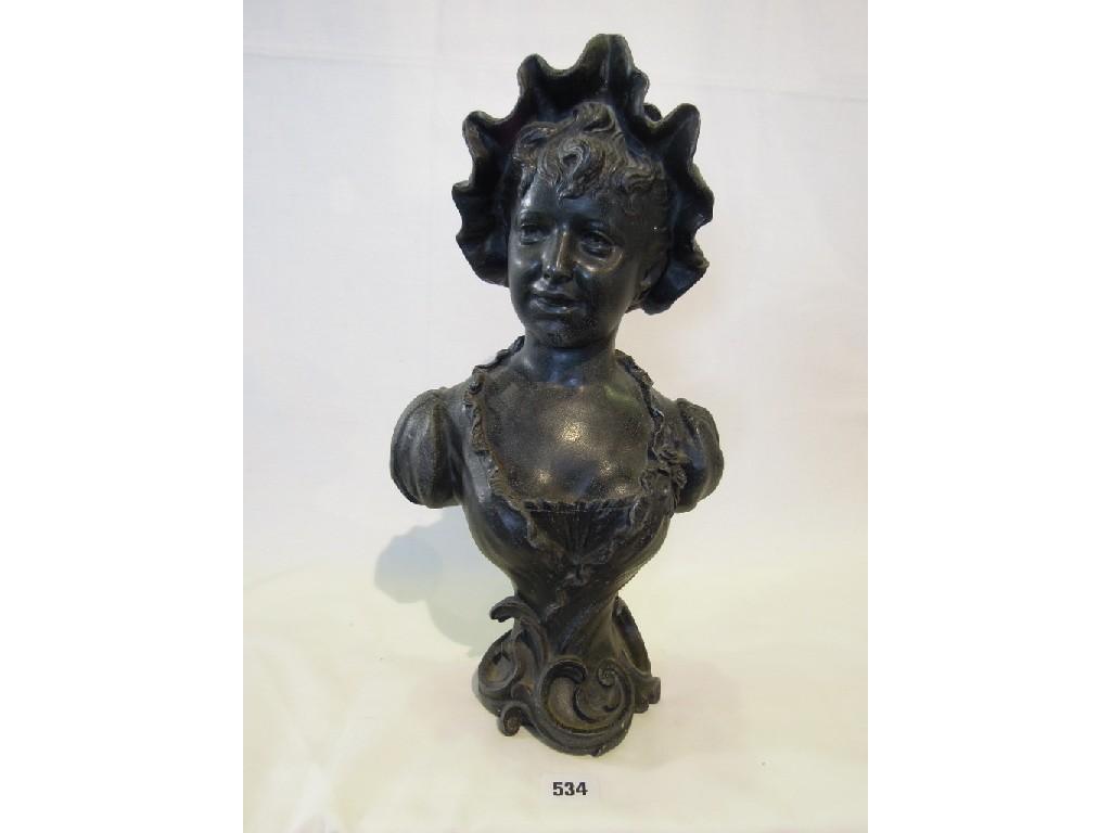 Appraisal: A bronze effect bust of a young girl wearing a