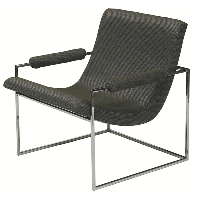 Appraisal: Milo Baughman lounge chair by Thayer Coggin square tubular chrome