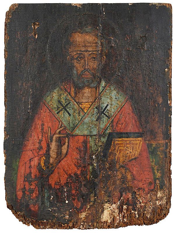 Appraisal: Russian Icon possibly th century St Nicholas tempera on panel