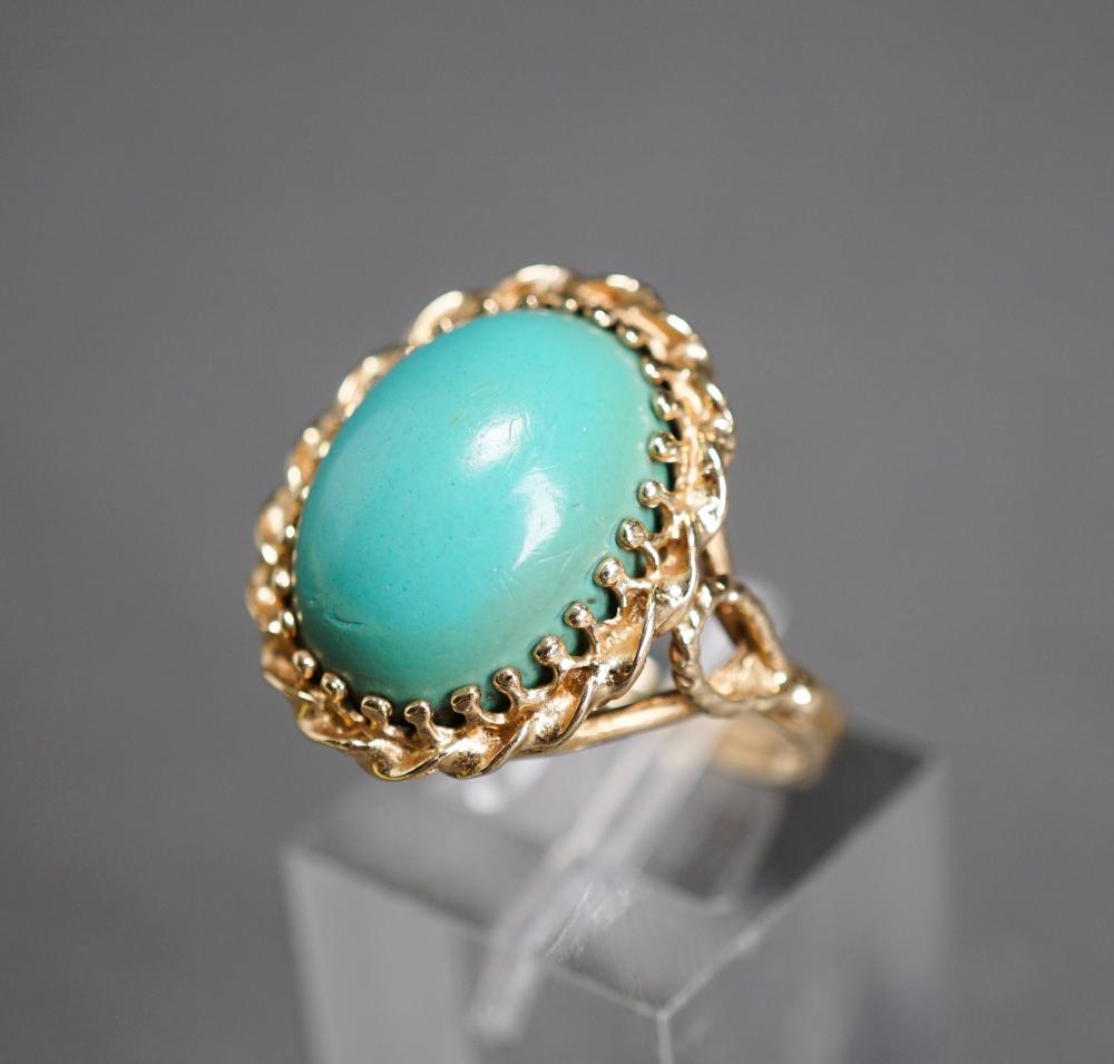 Appraisal: -KARAT YELLOW-GOLD AND TURQUOISE RING GROSS DWT SIZE -Karat Yellow-Gold