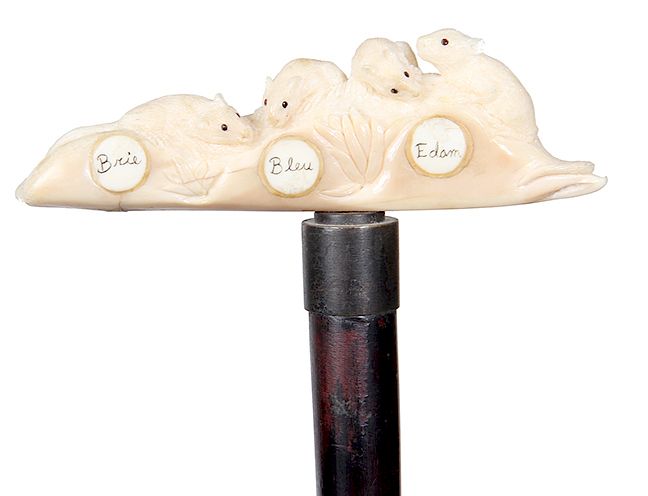 Appraisal: Mammoth Ivory Cheese Cane- Ca - A whimsical carving of