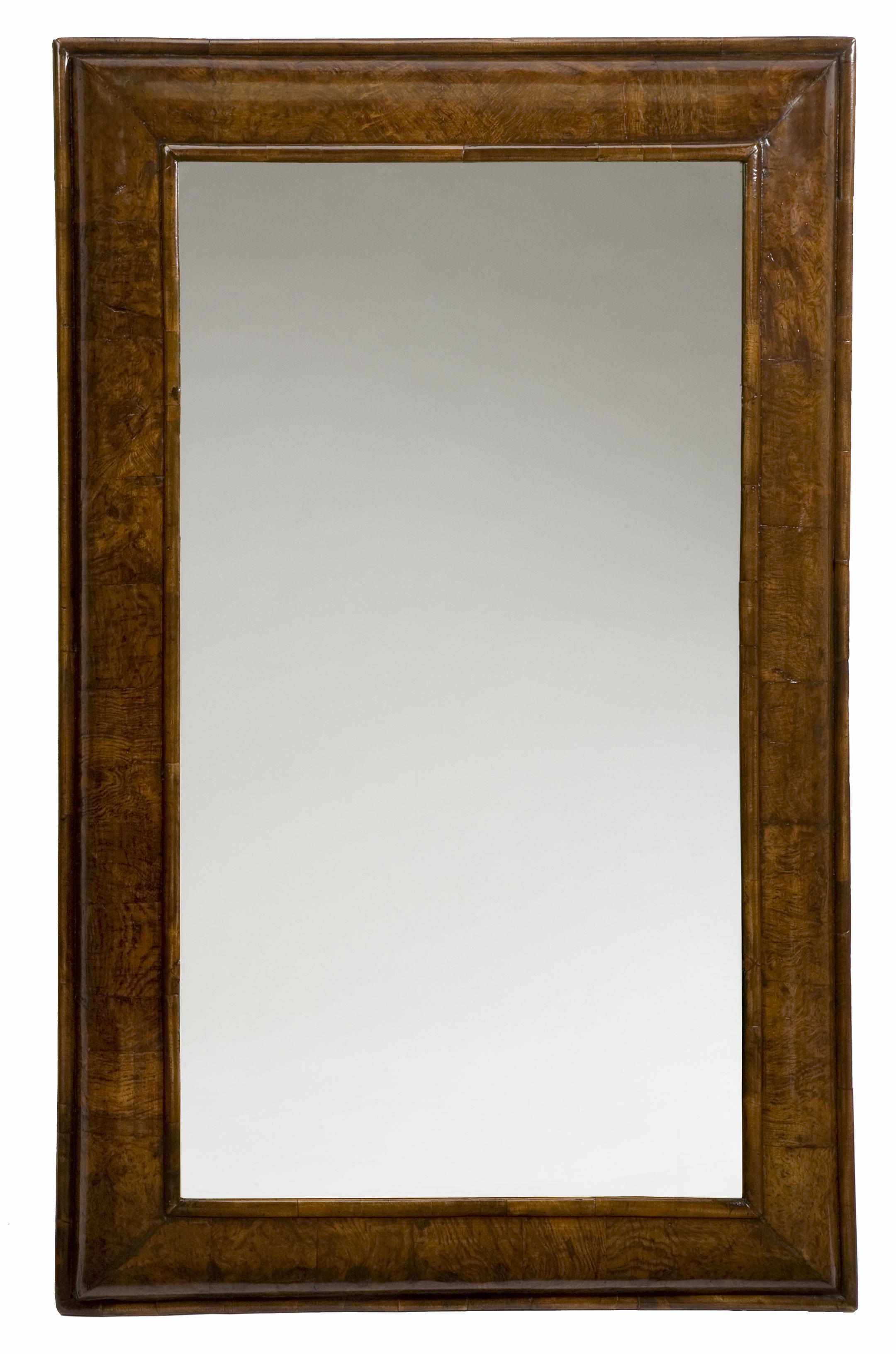 Appraisal: A William and Mary burl elm and walnut mirror The