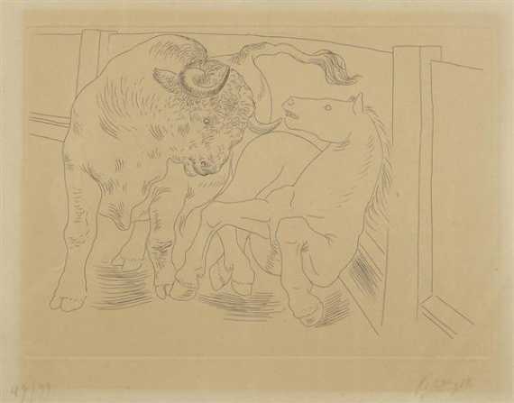 Appraisal: PICASSO PABLO Taureau et cheval Etching from Balzac le chef-d'oeuvre