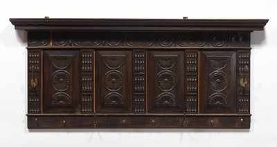 Appraisal: Carved Oak Side Board Back Panel Mounted as a Wall