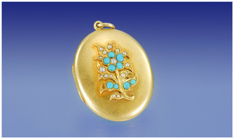 Appraisal: Gilt Metal Locket Of Oval Form The Front With Applied