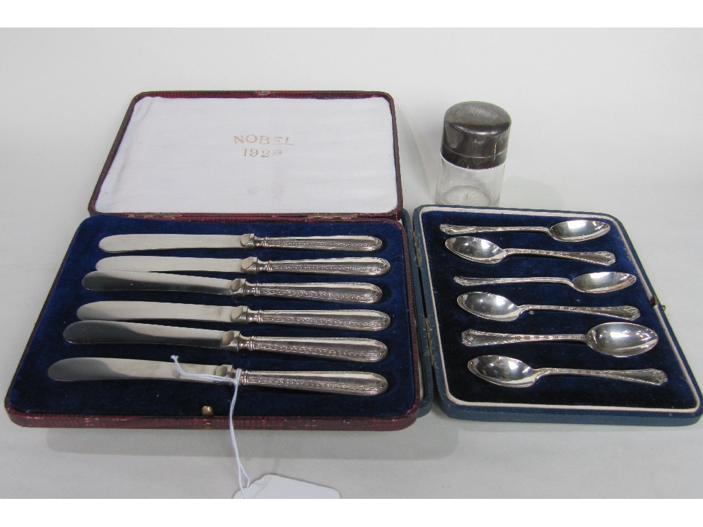 Appraisal: Lot comprising cased set silver spoons set silver handled knives