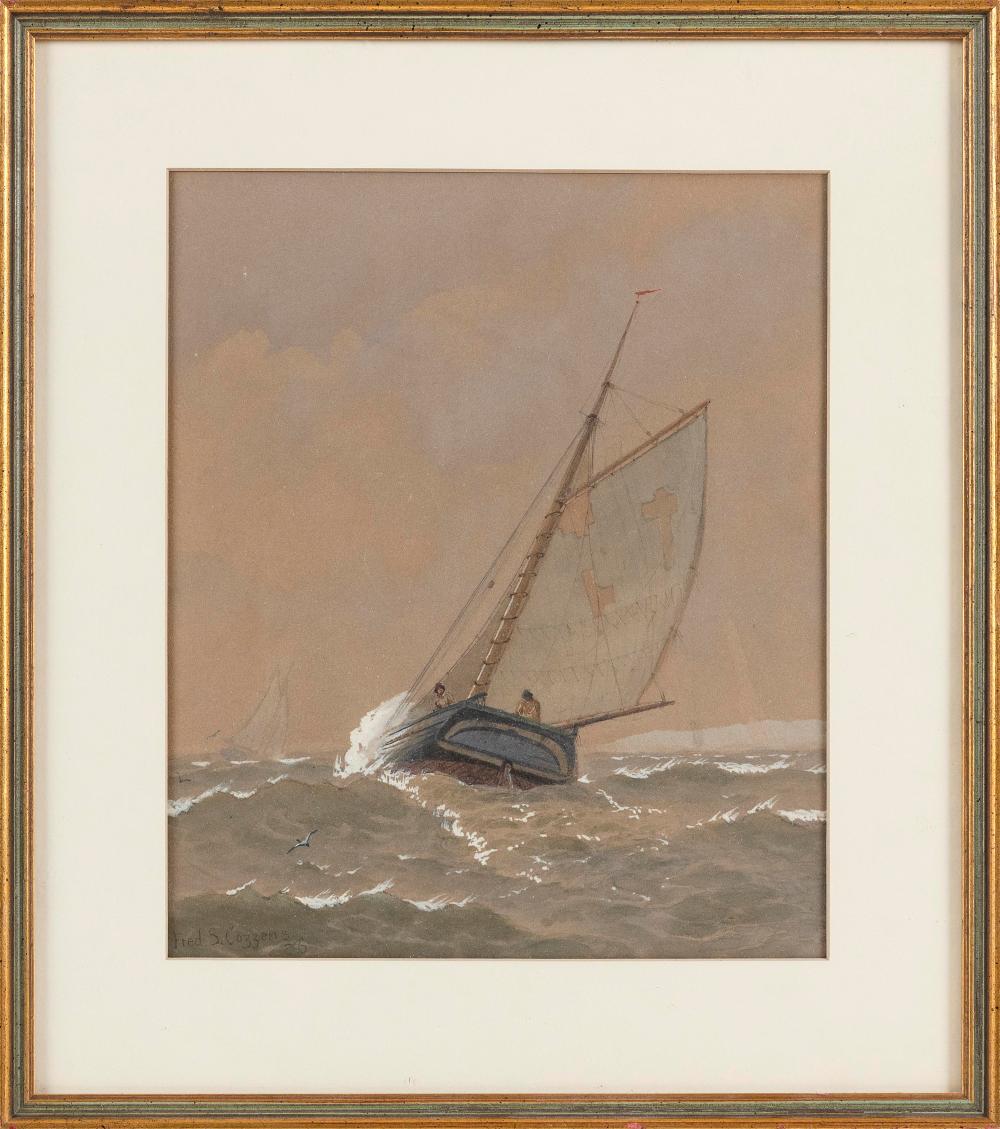 Appraisal: FREDERIC SCHILLER COZZENS NEW YORK - A GAFF-RIGGED SAILBOAT OFF