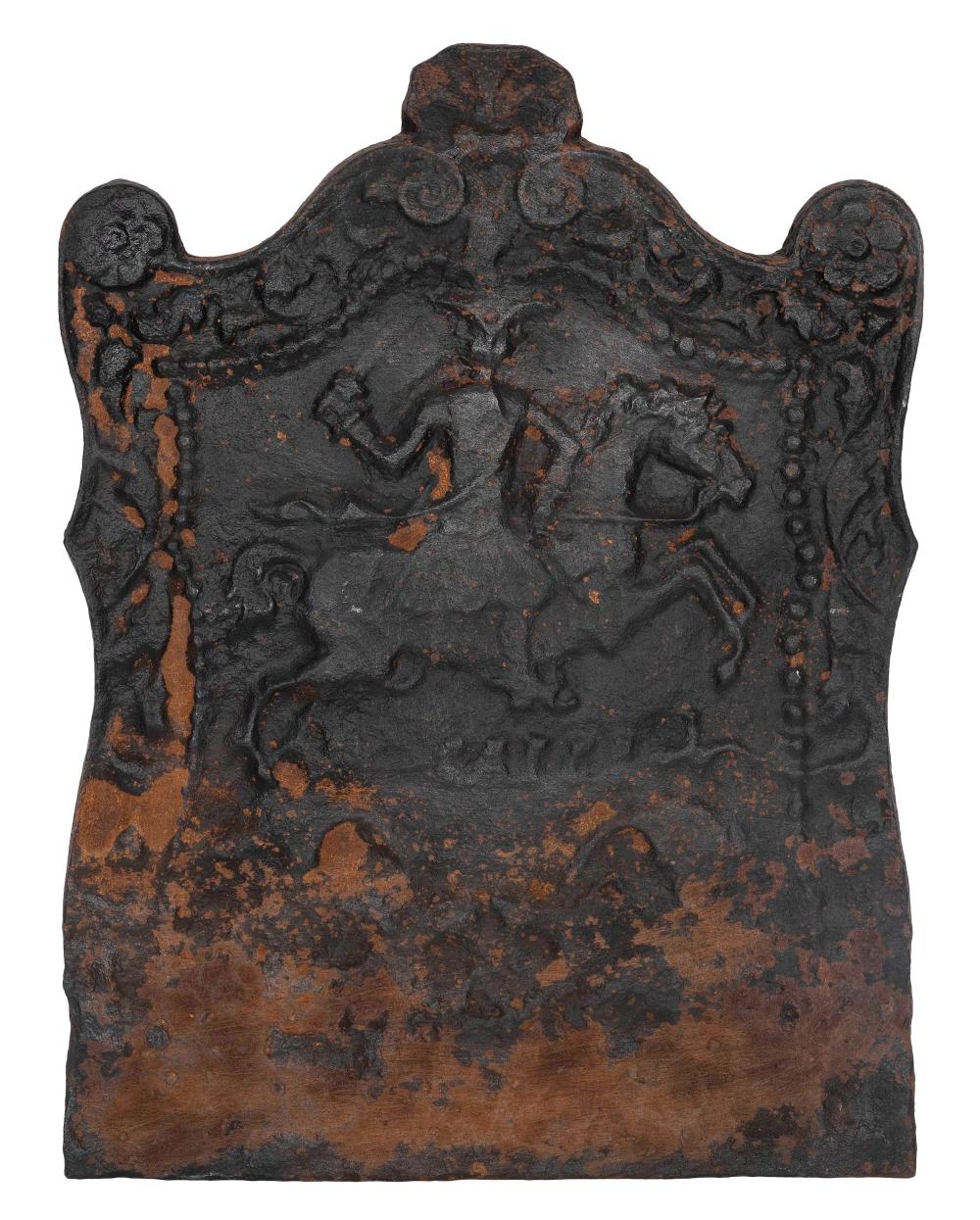 Appraisal: CAST IRON FIREBACK TH CENTURY HEIGHT WIDTH DEPTH CAST IRON