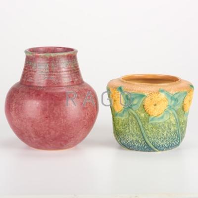 Appraisal: ROSEVILLE Two pieces Sunflower jardiniere and Imperial II vase Imperial