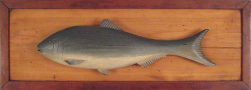 Appraisal: American carved and painted fish plaque early th c initialed