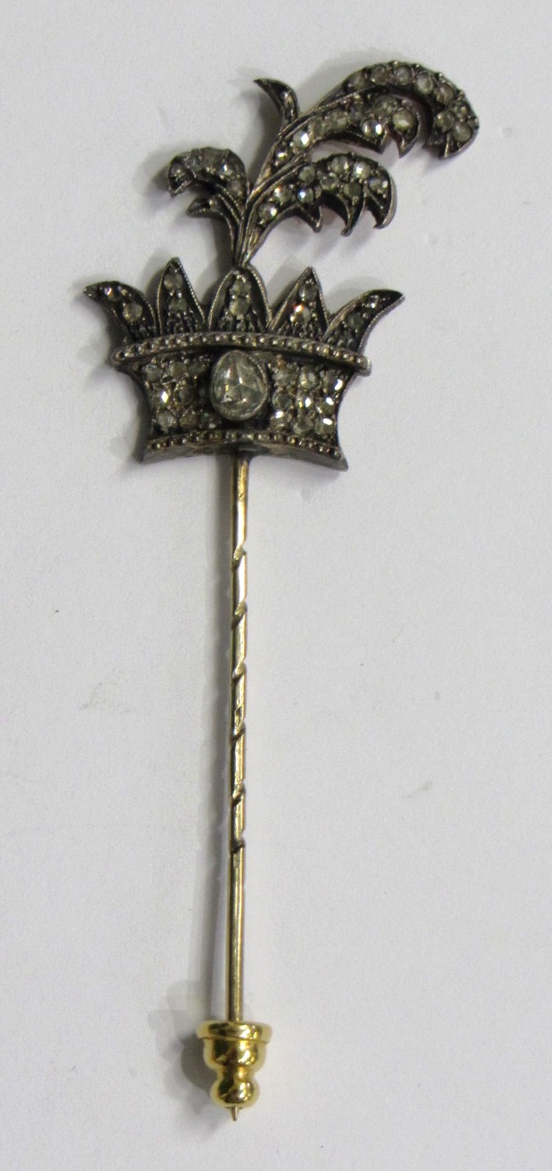 Appraisal: A rose diamond set stick pin the finial designed as