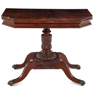 Appraisal: A Classical Carved and Figured Mahogany Octagonal Top Card Table