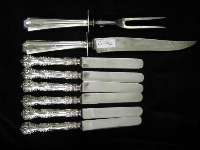 Appraisal: pcs Sterling Silver Fairfax by Gorham roast carving set and