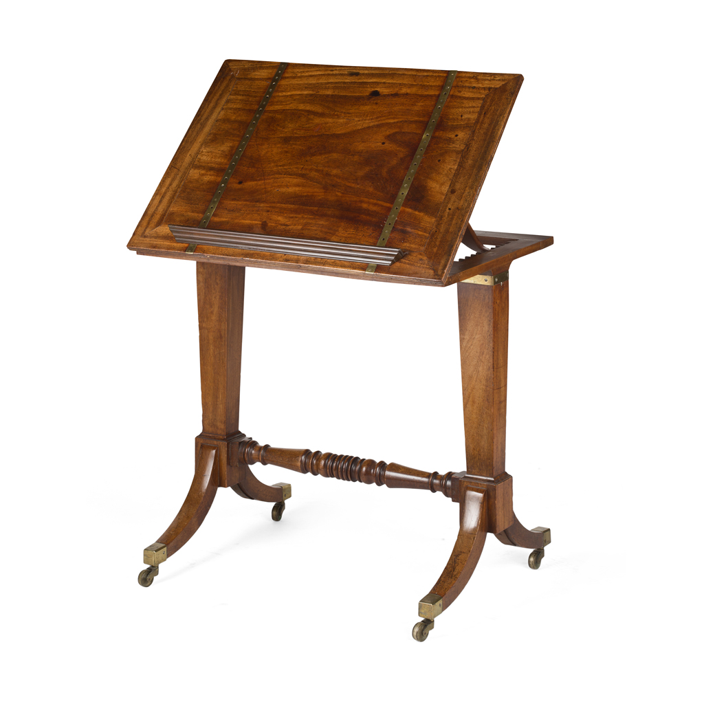 Appraisal: REGENCY MAHOGANY DRAUGHTSMAN'S TABLE EARLY TH CENTURY the rising hinged