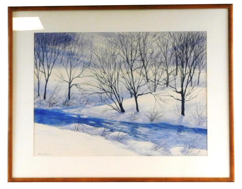 Appraisal: Charles McCaughtry American b Winter Water Shed watercolor winter landscape