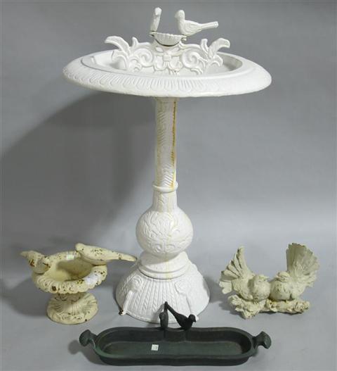 Appraisal: COLLECTION OF BIRD FORM GARDEN ORNAMENTS Including a white painted