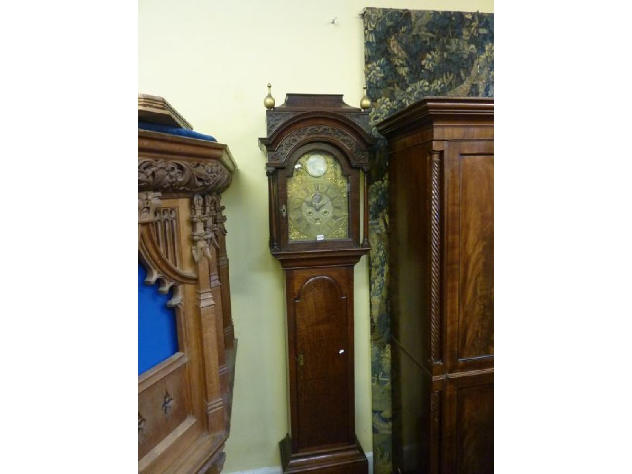 Appraisal: A Georgian oak long case clock the trunk enclosing a