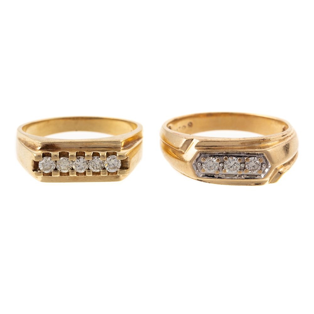 Appraisal: A Pair of Gent's Diamond Bands in K K yellow