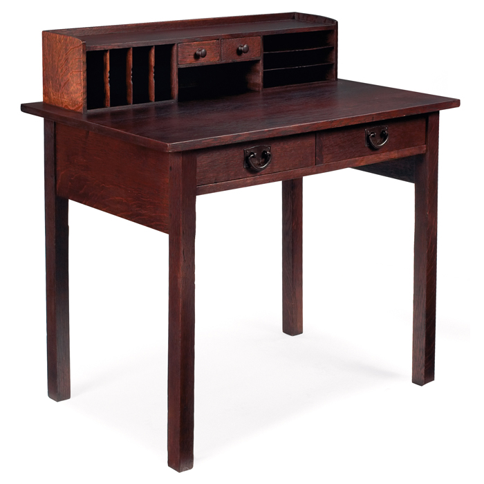 Appraisal: Gustav Stickley desk two drawers with original iron pulls and