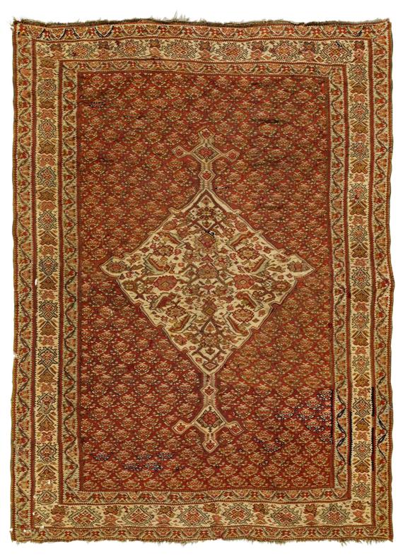 Appraisal: SENNEH KILIM antique Rust coloured ground with a white central