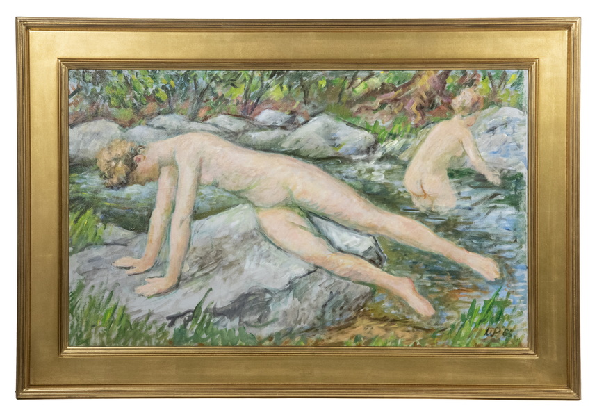 Appraisal: WALDO PEIRCE NY ME MA - Reclining Bather in Brook