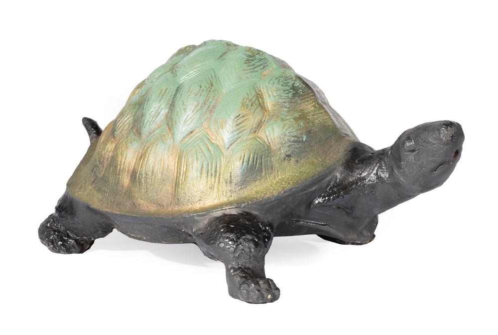 Appraisal: Cast Iron Turtle Fountain green painted shell h in w