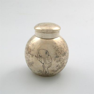 Appraisal: An American silver tea canister by Gorham ovoid form engraved