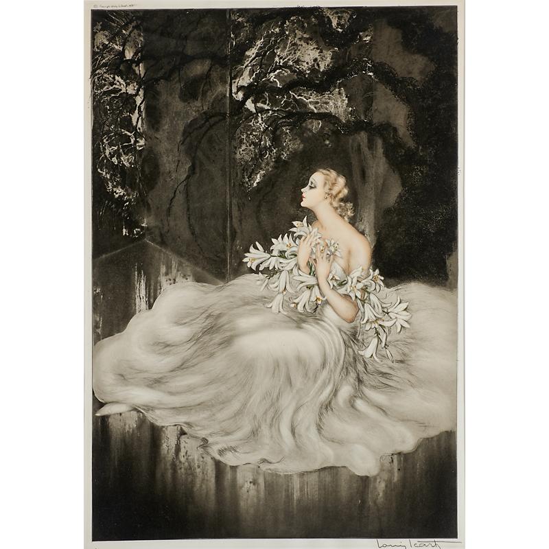 Appraisal: LOUIS ICART French - Etching on paper Lilies framed Signed