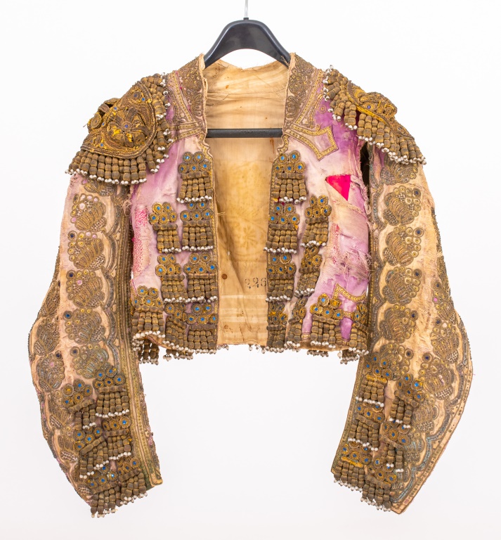 Appraisal: SPANISH GOLD EMBROIDERED SILK MATADOR JACKET Spanish gold embroidered and