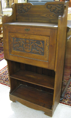 Appraisal: LATE VICTORIAN OAK FALL-FRONT BOOKCASE DESK American c The desk