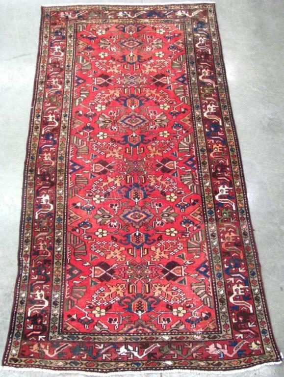 Appraisal: Handmade Oriental Area Rug Hamadan design red field with blue