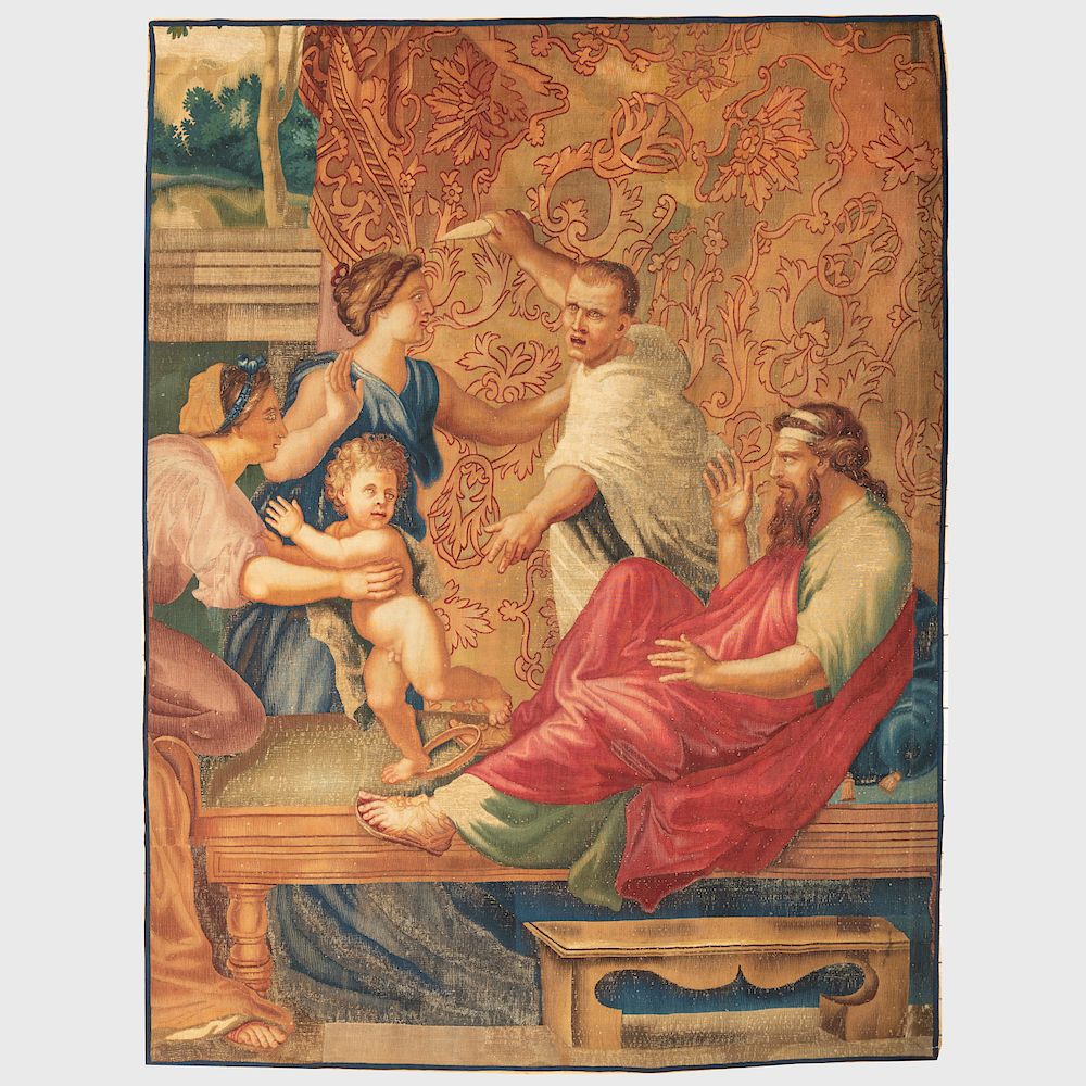 Appraisal: Continental Figural Tapestry Continental Figural Tapestry Lined with a velcro