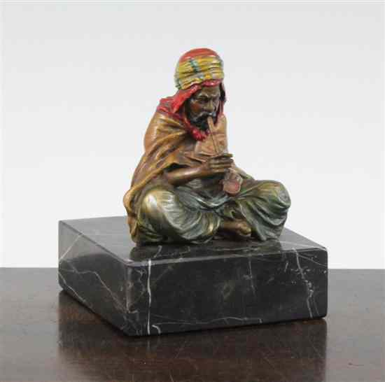 Appraisal: Franz Bergman An Austrian cold painted bronze Arab kneeling smoking