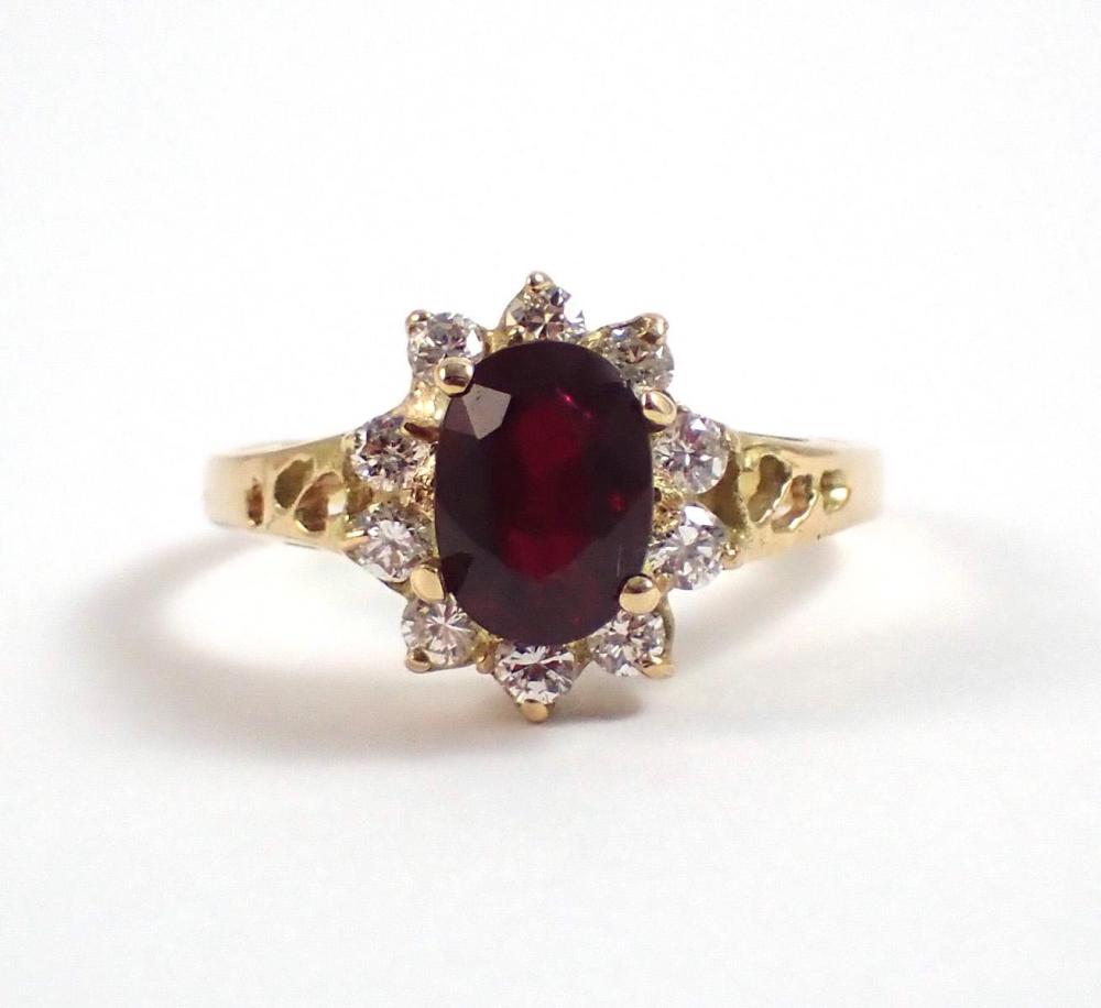 Appraisal: RUBY DIAMOND AND FOURTEEN KARAT GOLD RING The k yellow