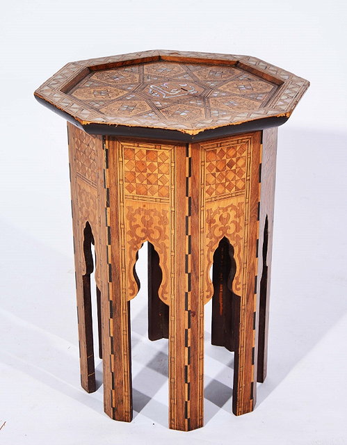 Appraisal: A MIDDLE EASTERN MOORISH REVIVAL HEXAGONAL TABLE OR STAND with