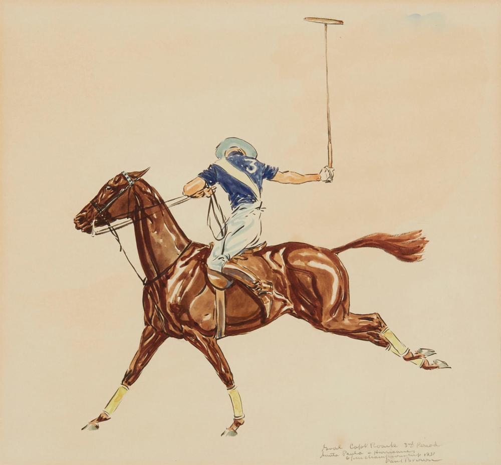 Appraisal: Paul Brown - Polo player mid-swing Watercolor on paper Signed