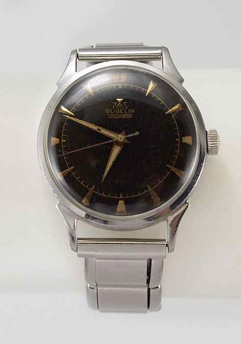 Appraisal: GENTS GUBELIN STAINLESS STEEL WATCH CA jewel Swiss E Gubelin