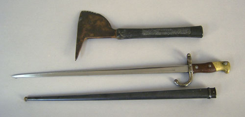 Appraisal: French bayonet together with an Air Force ax and an