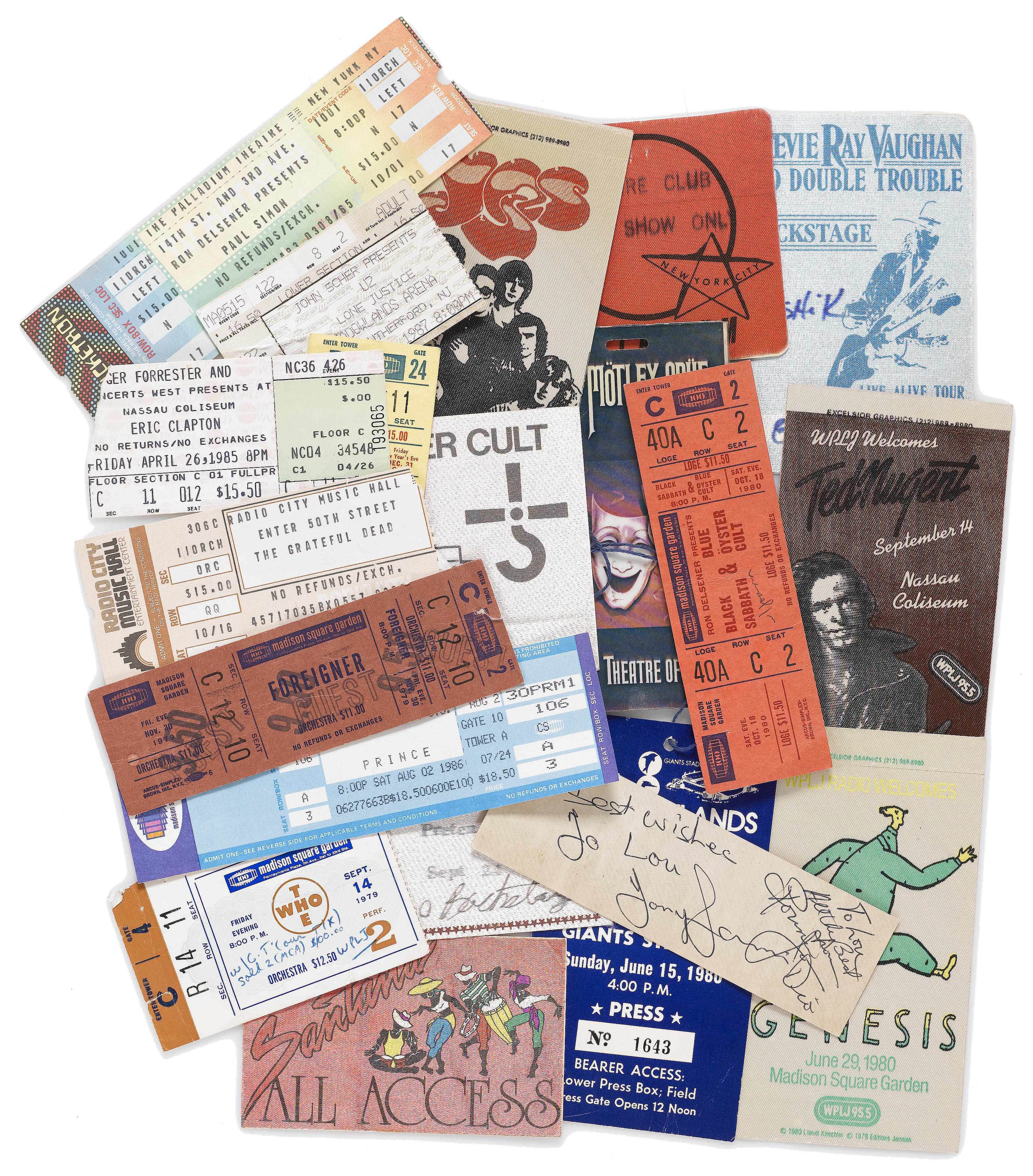 Appraisal: Rock Roll Memorabilia A miscellaneous collection of back stage passes