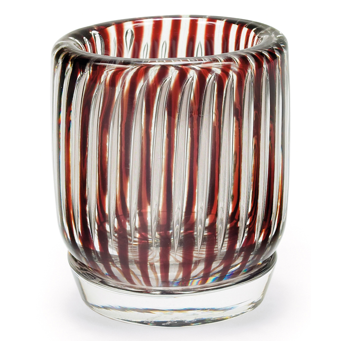 Appraisal: Edvin Ohrstrom for Orrefors ''Ariel'' small vase toothpick holder alternating