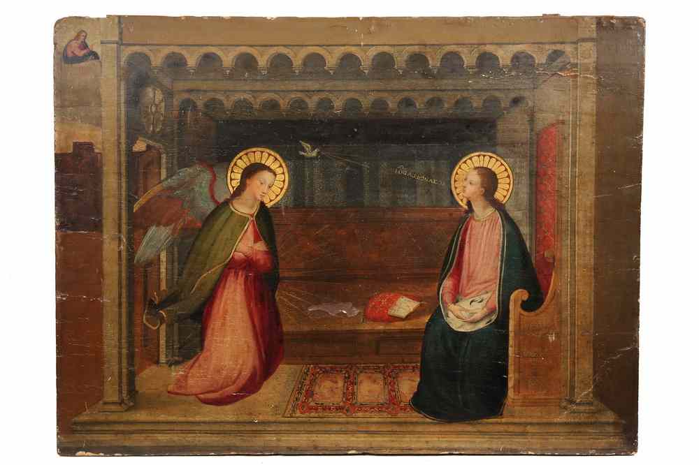 Appraisal: OLD MASTERS OOP - Italian Icon of the Annunciation th