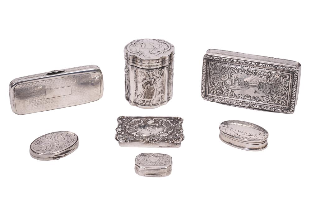 Appraisal: ASSORTED SMALL SILVER CONTINENTAL BOXES different silver continental boxes in