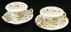 Appraisal: A pair of Derby miniature salts on saucers