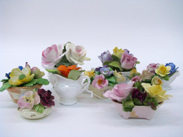 Appraisal: Group of Nine English Bone China Flower Baskets most are