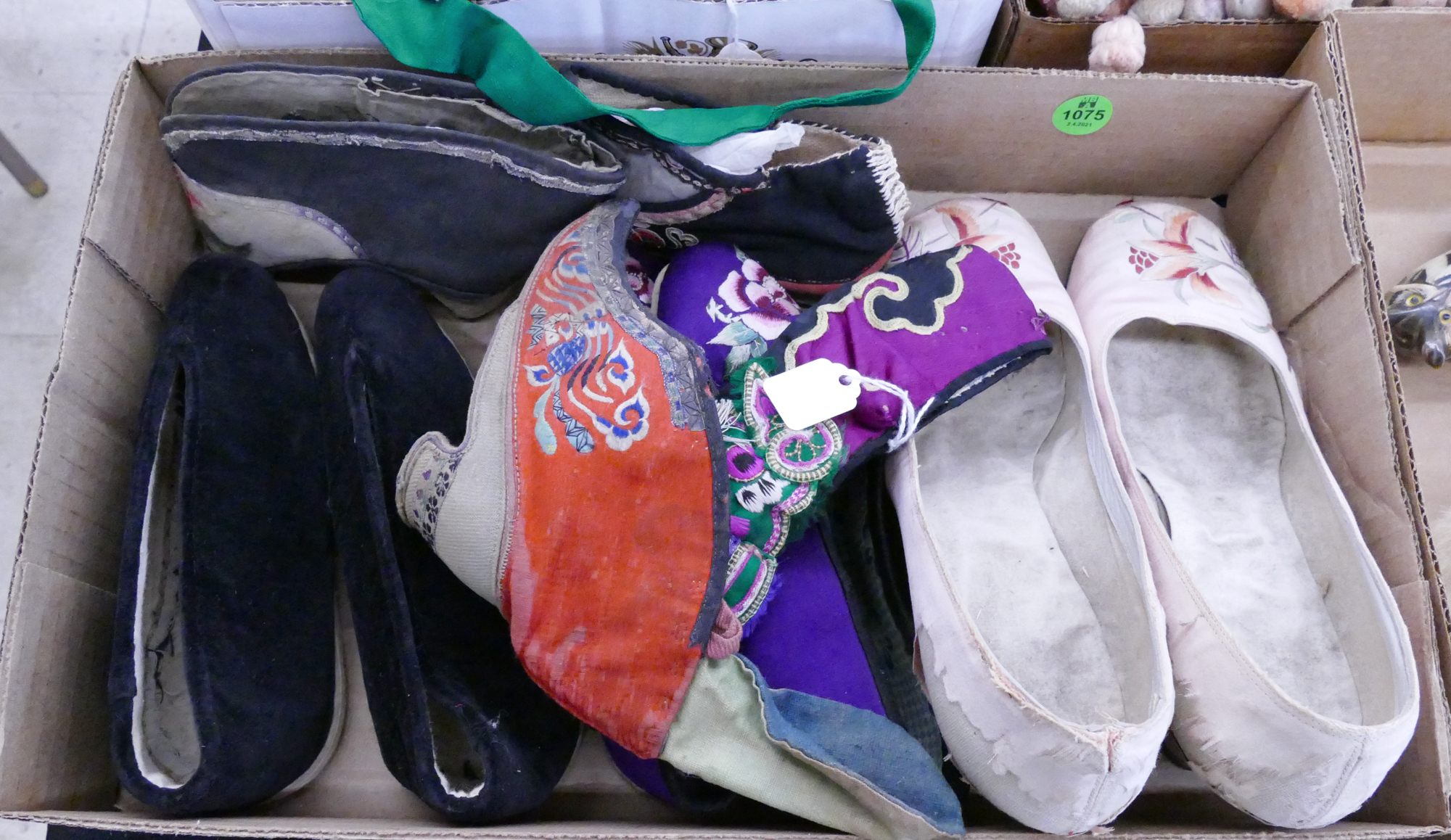 Appraisal: Box Old Chinese Silk Shoes