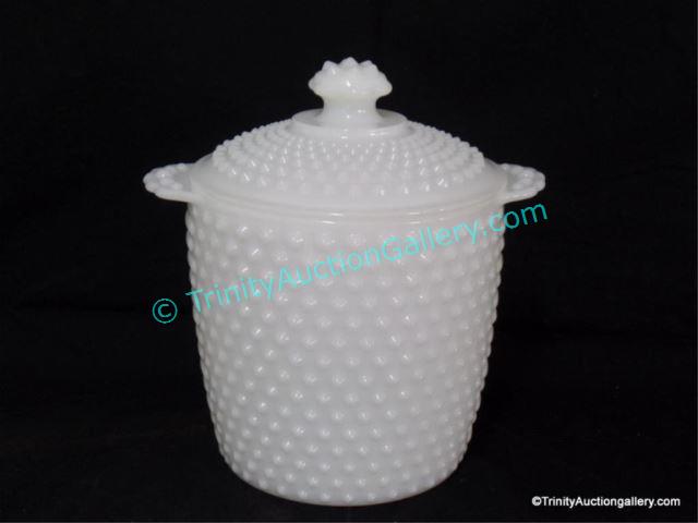 Appraisal: Vintage Milk Glass Hobnail Biscuit - Cookie Jar Dates from